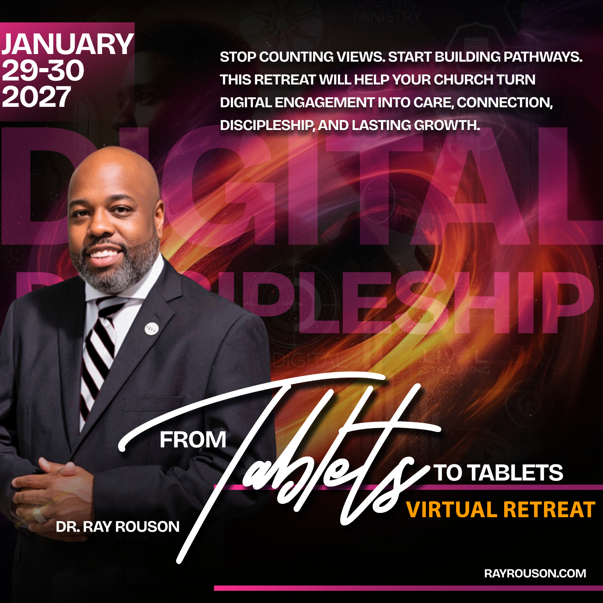 From Tablets to Tablets Virtual Retreat event flyer
